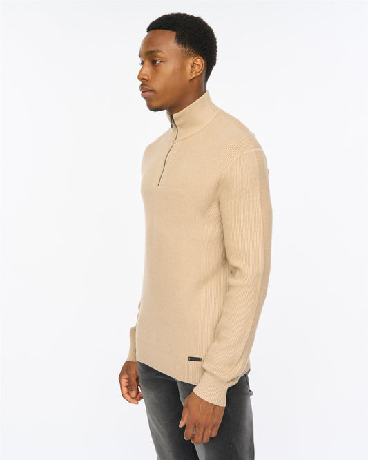 Potenza 1/4 Zip Knit Stone