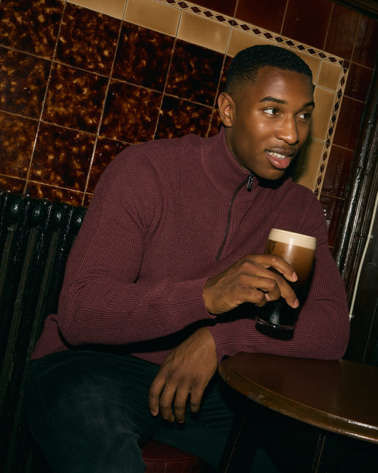 Potenza 1/4 Zip Knit Raisin