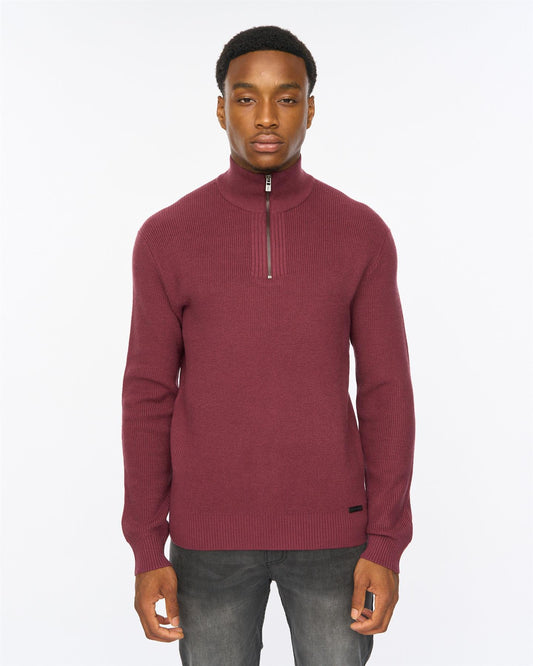 Potenza 1/4 Zip Knit Raisin