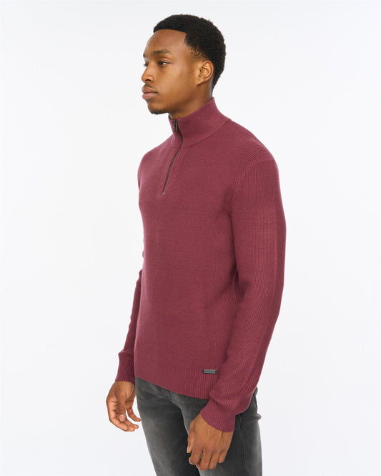Potenza 1/4 Zip Knit Raisin