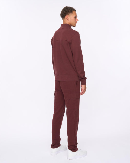 Slellmoore 1/4 Zip Hoodie & Optimus Combat Joggers Set Wine