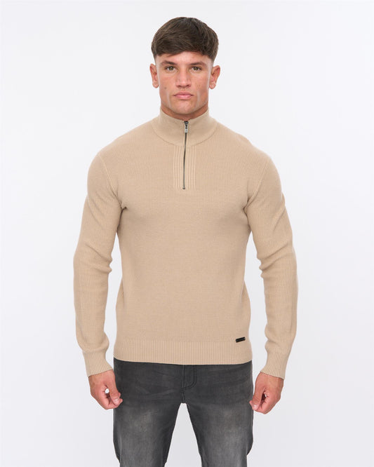 Potenza 1/4 Zip Knit Stone