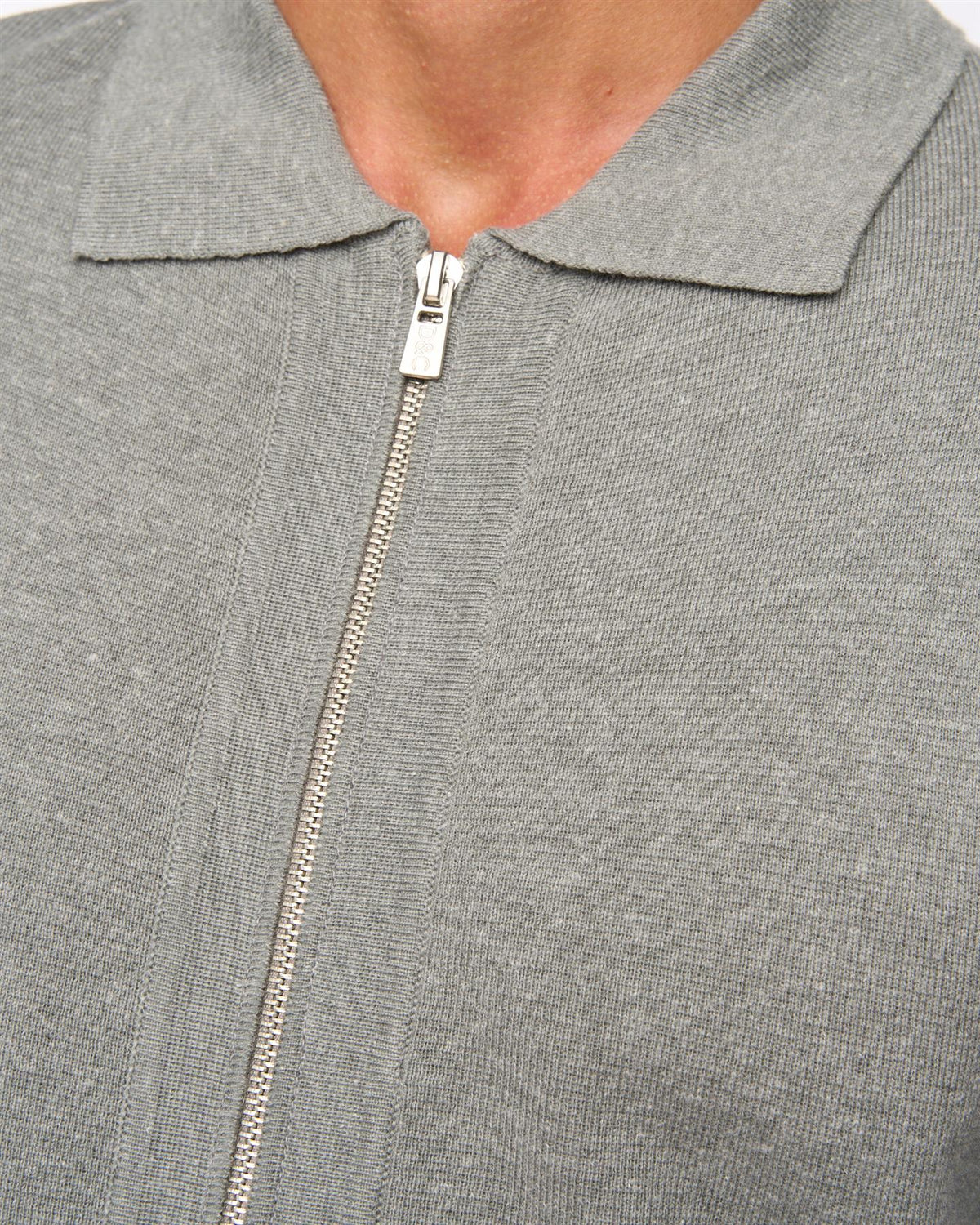 Melfi Zip Thru Knit Grey Marl