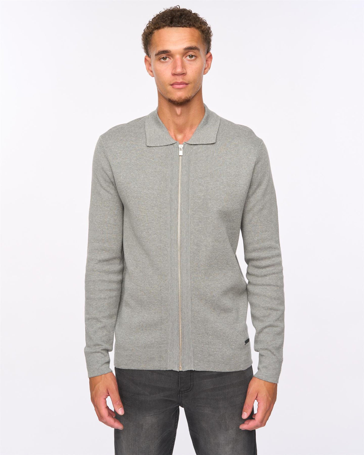 Melfi Zip Thru Knit Grey Marl