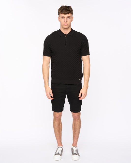 Danvers Zip Knit Polo Black