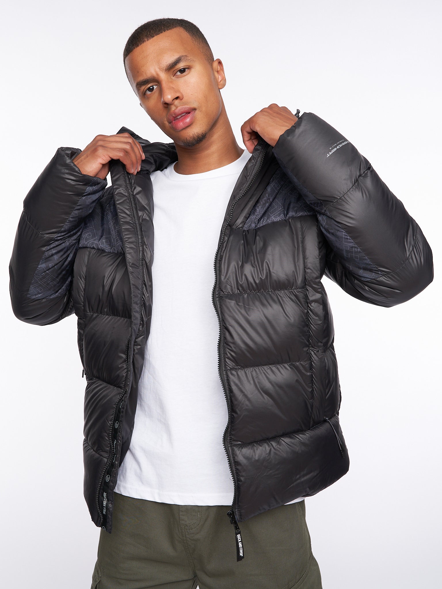 Ryebank Padded Jacket Black Camo Duck and Cover