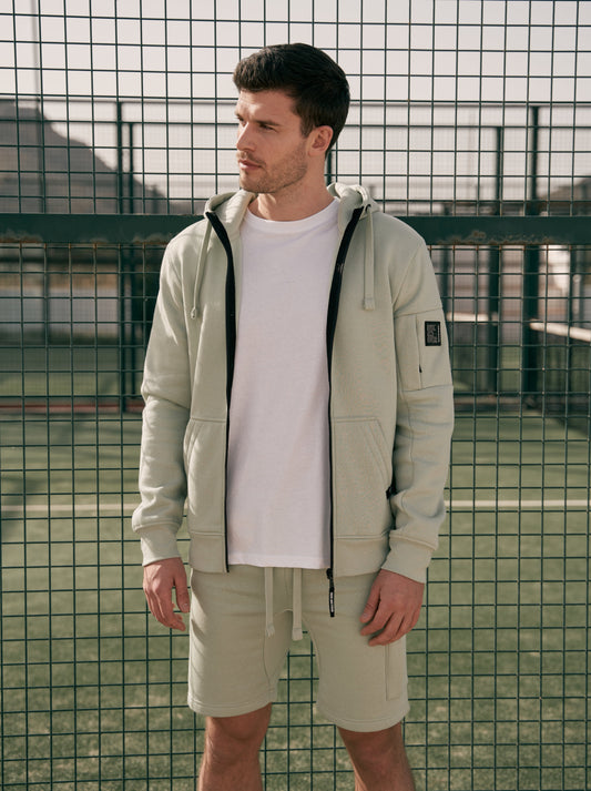 Milgate Zip Thru Hoodie Sage