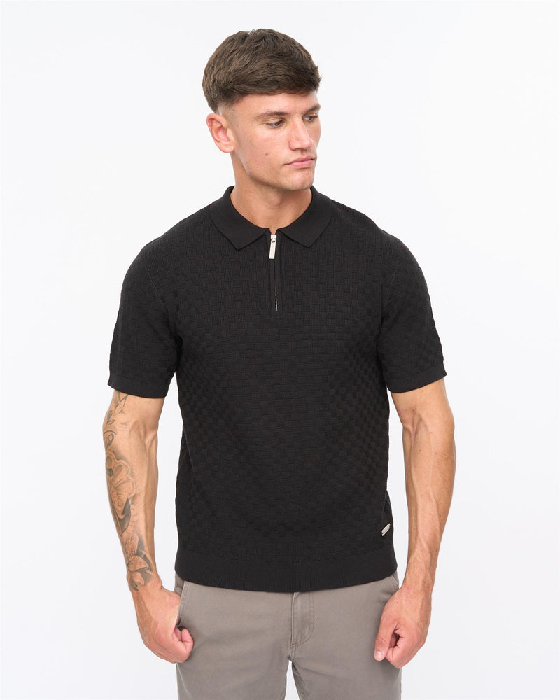Danvers Zip Knit Polo Black