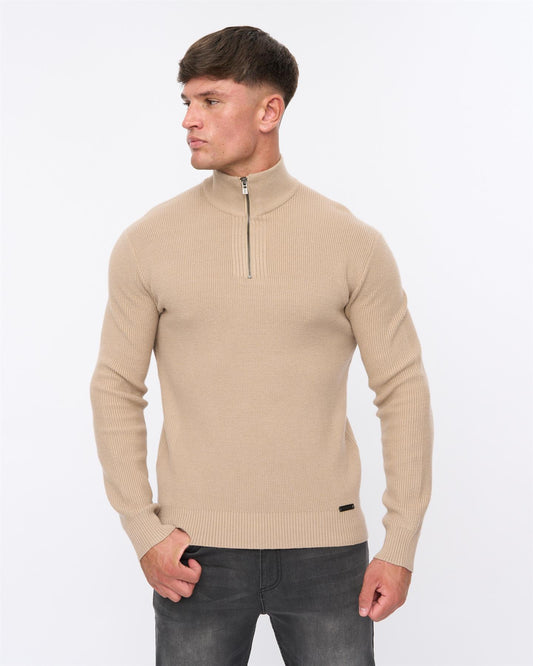 Potenza 1/4 Zip Knit Stone