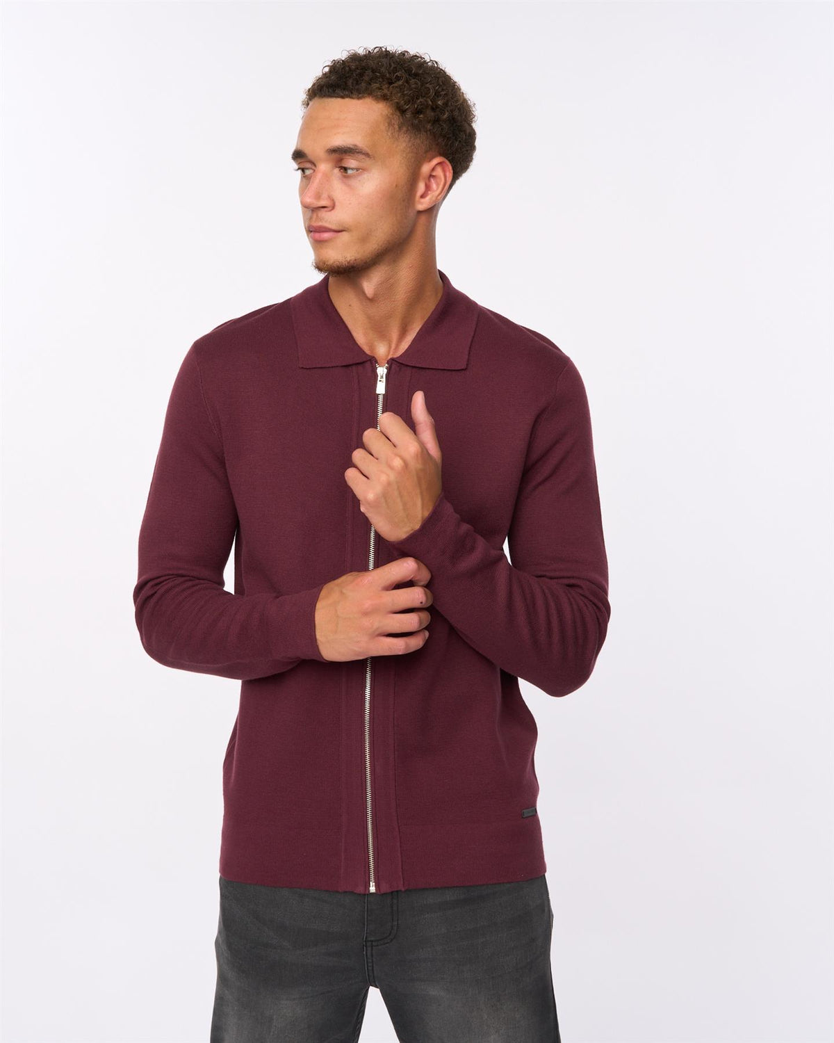 Melfi Zip Thru Knit Raisin