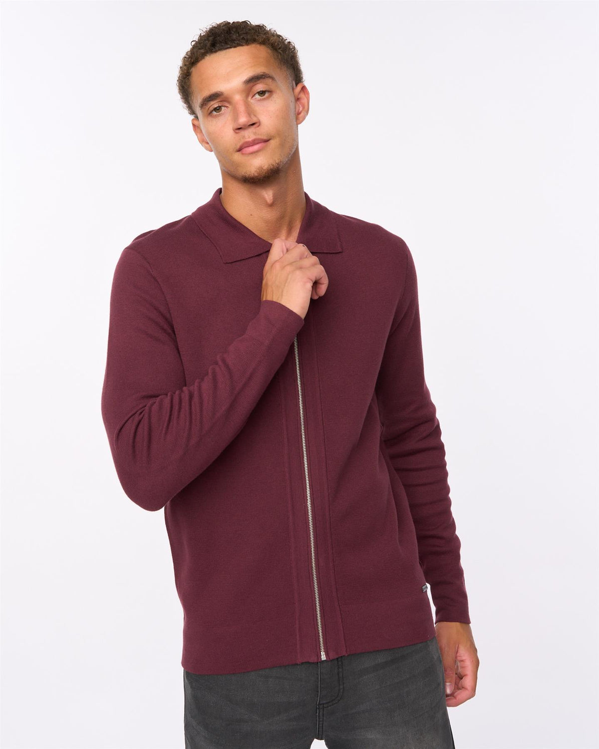 Melfi Zip Thru Knit Raisin