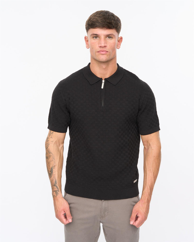 Danvers Zip Knit Polo Black