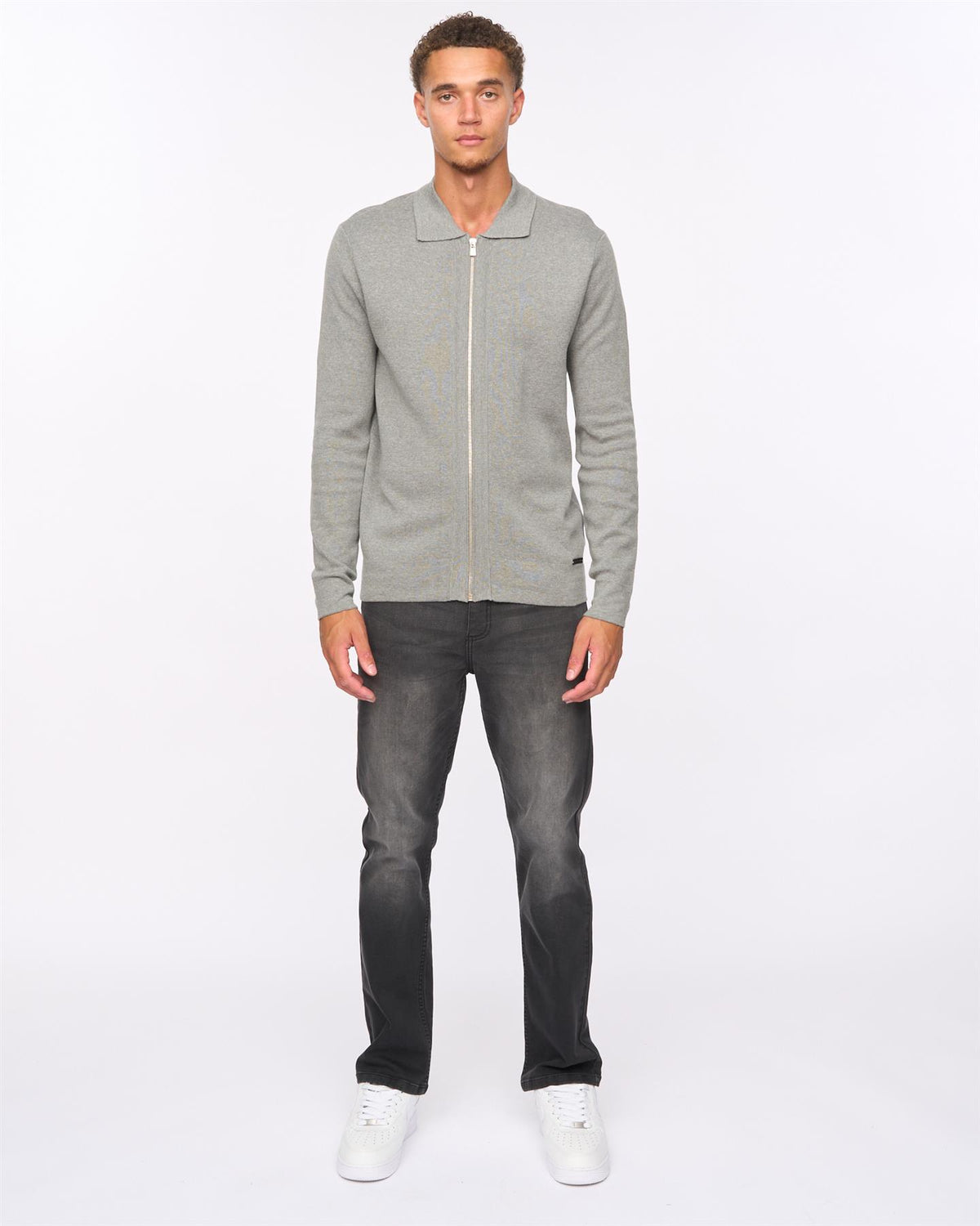 Melfi Zip Thru Knit Grey Marl