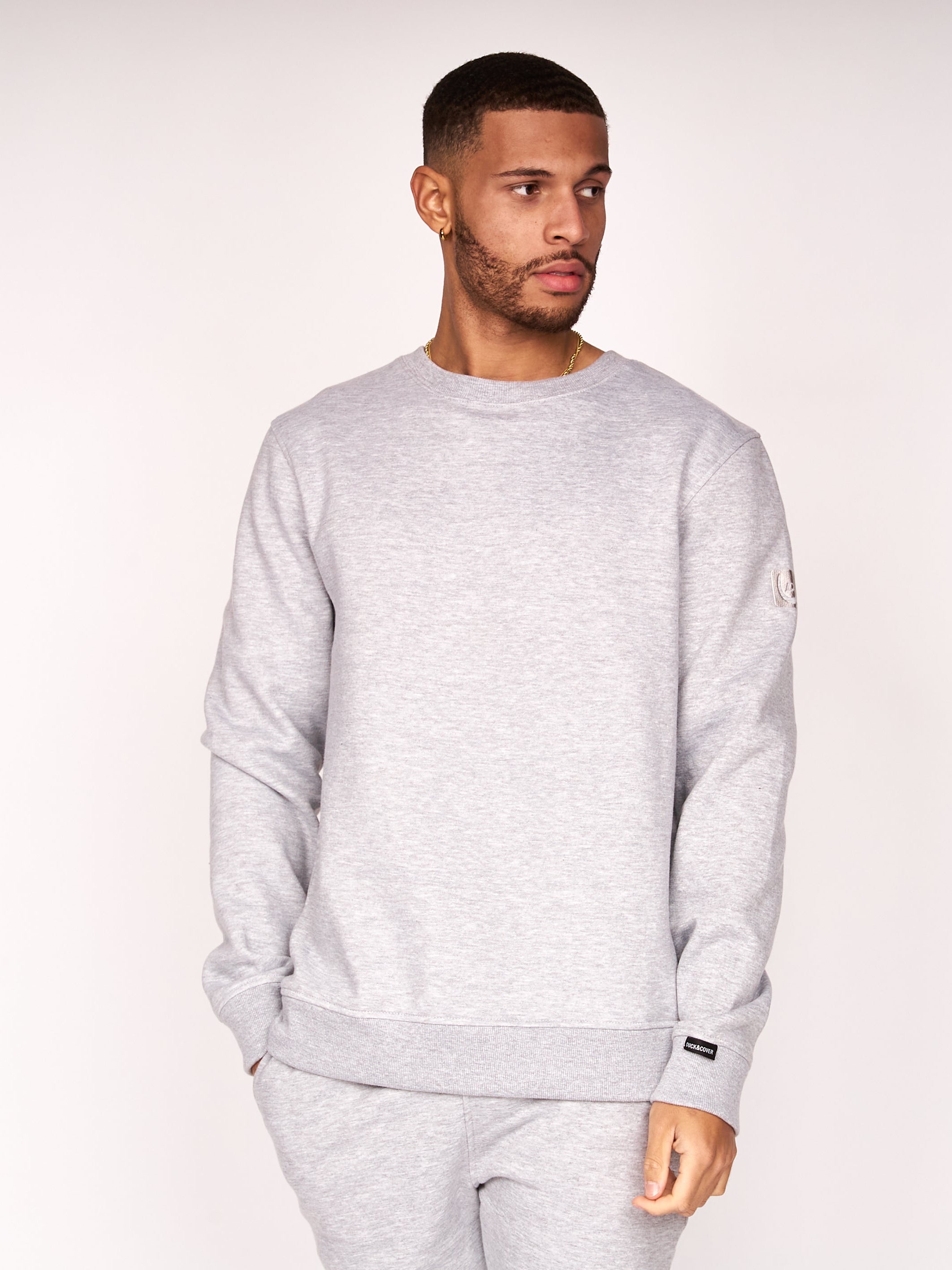 Mens Felaweres Crew Sweat Grey Marl Crew – Duck and Cover