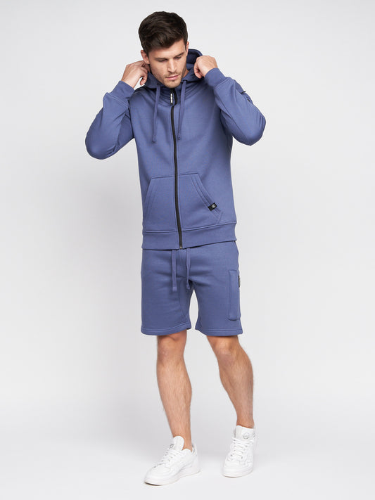 Milgate Zip Thru Hoodie Mid Blue