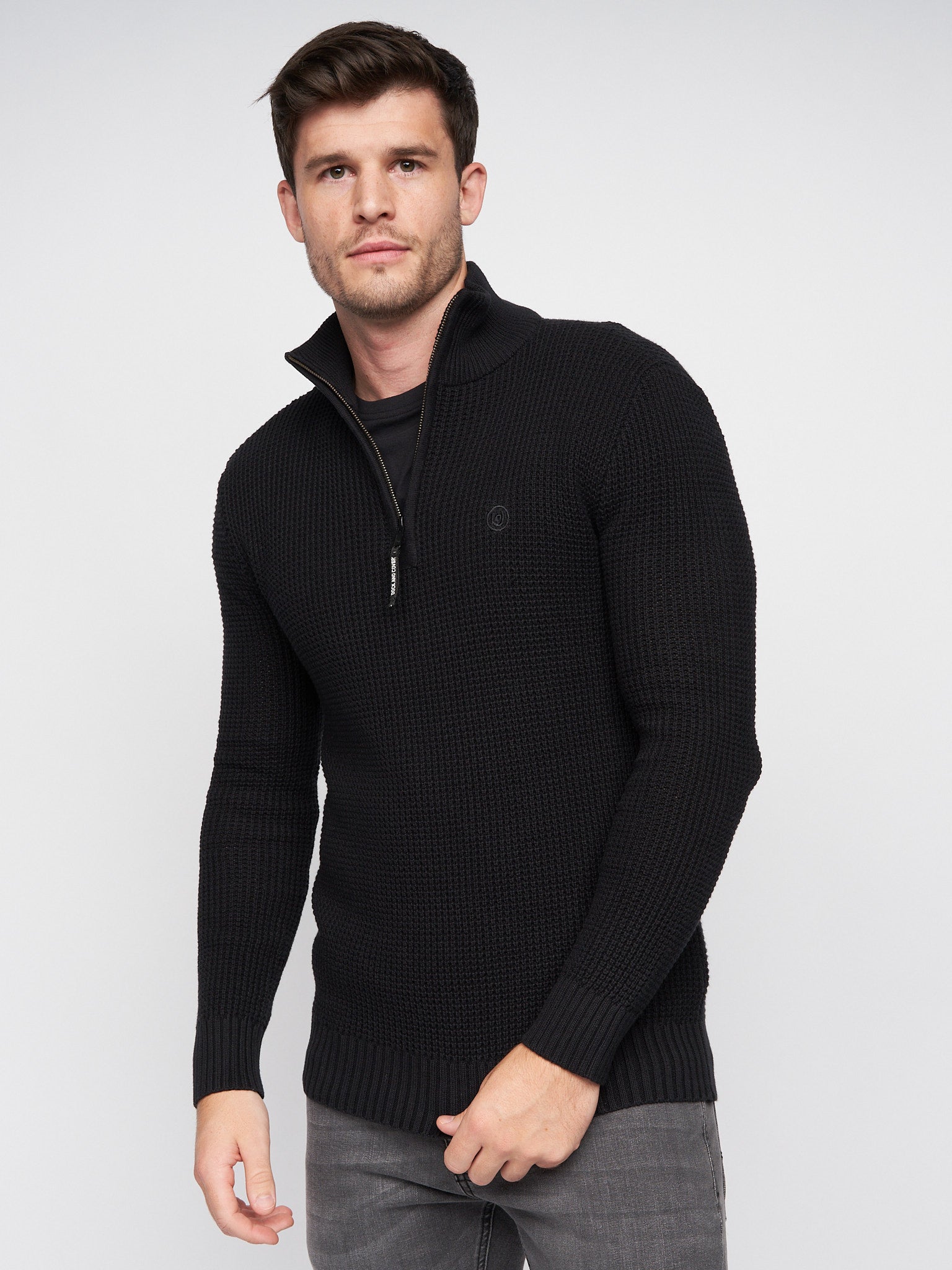 Duck & Cover - Mens Firegards 1/4 Zip Knit Black – Duck and Cover