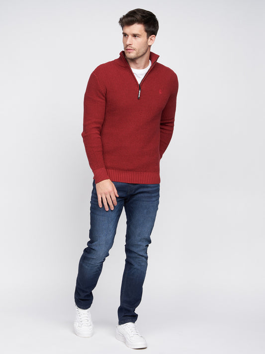 Firegards 1/4 Zip Knit Deep Red